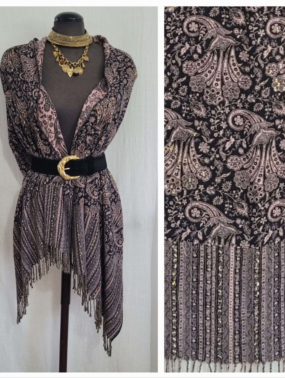 WOOL Beaded Shawl / Wrap